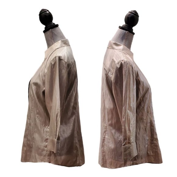 Chicos LS V-Neck Button Up Blouse | NWT | 1 (Small) | Silver Metallic - Picture 4 of 16